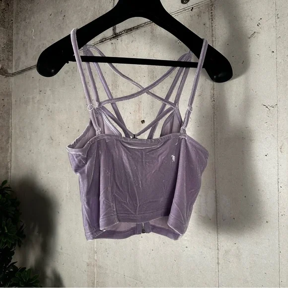 Killstar goth witchy punk lavender velvet zip up pentagram crop top size L NWT - Picture 3 of 7